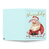 Naughty or Nice? Santa Christmas Greeting card