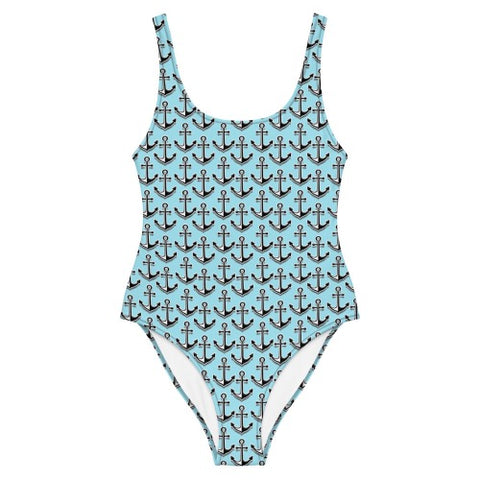 Anchor Blue One-Piece Swimsuit