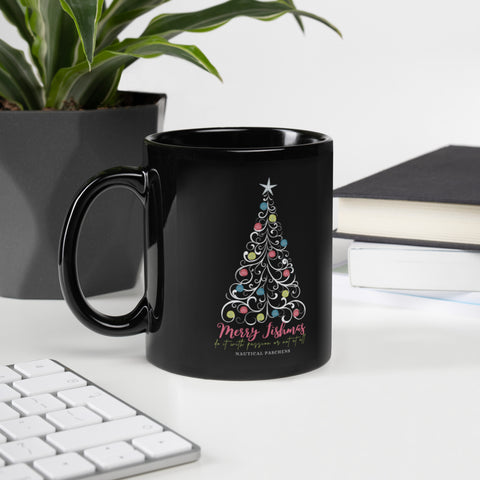 Christmas Tree Black Glossy Mug