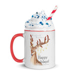 Yellow Light Deer Christmas Mug with Color Inside