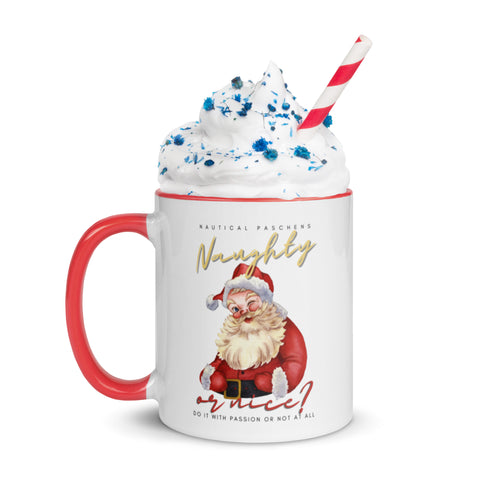 Naughty or Nice Santa Christmas Mug with Color Inside