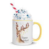 Yellow Light Deer Christmas Mug with Color Inside